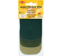 Kleiber + Co.GmbH 3 Paar Jeans-Flicken Mini, Baumwolle, grün, Olive, beige, 9 x 7 x 0.1 cm