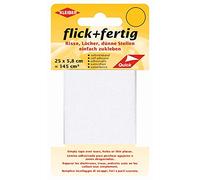 Kleiber 43074 Flick + fertig Selbstklebender Nylon Ausbesserungsflicken, 100% Polyamid, weiß 25 x 5,8 x 0,02 cm, (145 cm²)