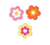 Kleiber Bügelbild Patch Applikation zum Aufbügeln 3er Set Blumen neon 3,0 cm