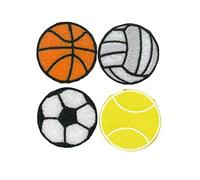 Kleiber Bügelbild Patch Applikation zum Aufbügeln 4er Set Bälle Sport 3,2 cm