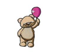 Kleiber Bügelbild Patch Applikation zum Aufbügeln Teddy Bär mit Ballon 4,0 x 7,5 cm