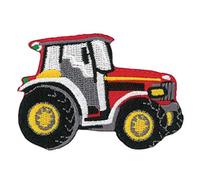 Kleiber Bügelbild Patch Applikation zum Aufbügeln Traktor Trecker rot 7,0 x 5,0 cm