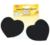 Kleiber + Co.GmbH Jeans-Flecken Herzen, Baumwolle, schwarz, ca. 8,5 cm x 10,5 cm