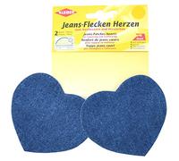 Kleiber + Co.GmbH Jeans-Flecken Herzen, Mittelblau, ca. 8,5 cm x 10,5 cm