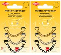 Kleiber + Co.GmbH Mantel-Anhänger 3er-Set, Metall, ca. 8,3 cm x 1,1 cm, Schwarz, Silber, Gold (Packung mit 2)