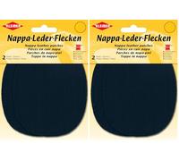 Kleiber + Co.GmbH Nappa-Lederflecken, Leder, Blau, ca. 12,5 cm x 10 cm (Packung mit 2)