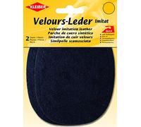 Kleiber + Co.GmbH Velour-Bügelflecken oval, 38% Acryl/32% Baumwolle/30% Viskose, Dunkelblau, 13x10 cm