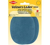 Kleiber + Co.GmbH Velour-Leder-Imitat klein, 38% Polyacryl/32% Baumwolle/30% Viskose, Blau, ca. 13 cm x 10 cm