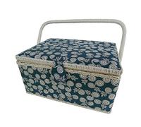 Kleiber + Co.GmbH Vollstoff-Rechteckig Nähkörbchen, Holz/Stoff, Blau, 32x24x16 cm, 91906