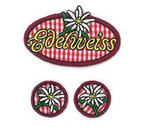 Kleiber Edelweiss/Edelweiß Tracht Trachten 3er - Aufnäher/Iron On Patch/Aufbügler/Applikation