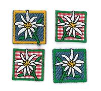 Kleiber Edelweiss/Edelweiß Tracht Trachten 4er - Aufnäher/Iron On Patch/Aufbügler/Applikation