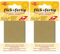 Kleiber flick und fertig, selbstklebender Flicken, Risse, Löcher, dünne Stellen einfach zukleben, Nylon zuschneidbar, beige (25 x 5,8 cm) (Packung mit 2)