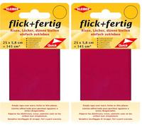 Kleiber flick und fertig, selbstklebender Flicken, Risse, Löcher, dünne Stellen einfach zukleben, Nylon zuschneidbar, hellrot (25 x 5,8 cm) (Packung mit 2)