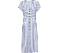 Midikleid BONPRIX, Damen, Gr. 46, N-Gr, hellblau, weiß gestreift, Obermaterial: 100% Viskose, ausgestellt, Kleider Midikleid, für warme Tage, aus Viskose, ausgestellte Passform (15411354-46) hellblau,