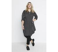 KAFFE CURVE Kleid KCmilana Kleid Große Größen Damen 3/4 Arm Shirt V-Ausschnitt Black/Chalk Stripe 48