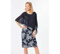 Kleid aus eleganter Spitze mit Chiffonüberwurf blau 50