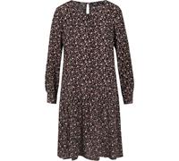 Minikleid BONPRIX, Damen, Gr. 38, N-Gr, schwarz (schwarz geblümt), Web, Obermaterial: 100% Viskose, bedruckt, regular fit knielang, U-Boot-Ausschnitt, elastischer Bund, Kleider Minikleid, mit floralem
