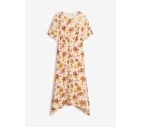 Midikleid BONPRIX, Damen, Gr. 52, N-Gr, bunt (kieselbeige floral), Obermaterial: 100% Viskose. Futter: 100% Polyester, tailliert, Kleider Midikleid (14376724-52) kieselbeige floral