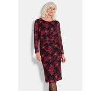 Abendkleid GOLDNER "Kleid aus weichem Mesh", Damen, Gr. 54, N-Gr, schwarz (schwarz, rot, geblümt), Obermaterial: 90% Polyester PES. 10% Elasthan EL., Kleider Abendkleid, geschickte Raffung (26423111-5