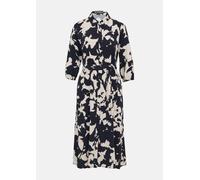 comma Langes Kleid mit verdeckter Knopfleiste und All-Over-Print Navy 36