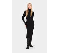 Strickkleid SAINT TROPEZ "MilaSZ Roll Neck Long Dress", Damen, Gr. XL (42), N-Gr, schwarz, Feinstrick, Obermaterial: 80% Viskose, 20% Polyamid, unifarben, feminin, Langarm, Kleider (79085111-XL) schwa