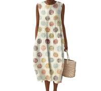 Kleid Damen Blumen Sommer Lang A Linie Sommerkleid Damen Leicht Midi Italienische Kleider Sommer Ärmellos Blumenkleid Elegant Sommerkleider Leicht Und Luftig Midikleid Floral Strand Rundhals