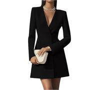 Kleid Damen Elegant Festlich Blazerkleid Etuikleid Für Hochzeit Langarm Abendkleid Kurz A Linie Business Kleider Zweireihig Cocktailkleid Hochzeitsgast V Ausschnitt Herbstkleid Frauen Büro
