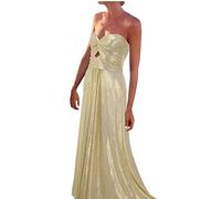 Kleid Damen Elegant - Frauen Sexy Temperament Bronzing Brust Wickelkleid Sommermode Schulterfrei Chic Maxikleid Elegant Plissee Partykleider WeißE Kleider Damen