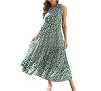 Kleid Damen Elegant Geschenke für Frauen A-Linie Boho Knielang Kleid Elegant Ärmellos Party Kleider Midi Abendkleider V-Ausschnitt Minikleider mit Gürtel Kurzarm Knielang Blumen Leicht Tunika Fre