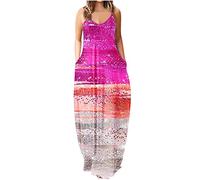 Kleid Damen Elegant Geschenke für Frauen High Waist Volant Boho Kleid Minikleid Blumenkleid Lang Kleid Casual Partykleid Cocktailkleid Ärmellos Kleider meine bestellungen anzeigen A-Linie Stretc