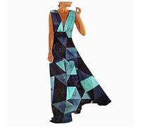 Kleid Damen Geschenke für Frauen Vintage 50er Ärmellos Cocktail Retro mit Pocket Flared Kleid Lang Cocktailkleid Eleganter Tunikakleid Wickelkleid Lose 3/4 Arm V-Ausschnitt A-Linie Blumenkleid