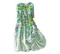Kleid Damen Langarm Sale Sommerkleid Damen Freizeit Lockere Strandkleid Damen Sommer Casual Mode Floral Gedruckt Sommerkleid Damen Lang Maxikleid Damen Sommer Abendkleider Puffärmel Kleid Sale