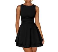 Kleid Damen Sexy Sexy Ärmelloses Minikleid Rüschen Eng Kurz Bodycon Enges Figurbetontes Swing Kleider Unregelmäßige Bodycon Kleider Club Cocktailkleid Partykleid (M)