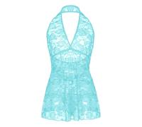 Kleid Damen Sexy Spitze Unterwäsche Polka Dot Mesh Babydoll Nachthemd Rückenfrei Durchsichtig Negligee V-Ausschnitt Nachtwäsche Kleider Frauen Erotische Reizwäsche Chemise Nachtkleid Sleepwear