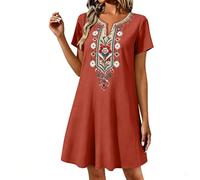 Kleid Damen Sommer Elegant Kurzarm Lang Sommerkleid Boho Blumenkleid Wickelkleid Strandkleid A Linie Maxikleid,Elegantes Kleid,Ideal für Strandurlaube