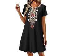 Kleid Damen Sommer Elegant Kurzarm Lang Sommerkleid Boho Blumenkleid Wickelkleid Strandkleid A Linie Maxikleid,Elegantes Kleid,Ideal für Strandurlaube