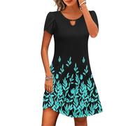 Kleid Damen Sommer Elegant V-Ausschnitt Kurzarm Lang Sommerkleid Boho Blumenkleid mit Gürtel Rüschen Saum Wickelkleid Strandkleid A Linie Fließend Maxikleid Angebote des Tages Heute