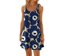 Kleid Damen Sommer Knielang Elegant Strandkleid, Badeanzug Cover Ups,Tank Trägerkleid Damen Minikleid,Ärmellos Tshirt Kleid Lockeres Sommerkleider Freizeitkleid Swing Kleid Bohokleid Tunikakleid
