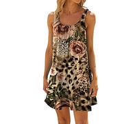 Kleid Damen Sommer Knielang Elegant Strandkleid, Badeanzug Cover Ups,Tank Trägerkleid Damen Minikleid,Ärmellos Tshirt Kleid Lockeres Sommerkleider Freizeitkleid Swing Kleid Bohokleid Tunikakleid