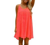 Kleid Damen Sommer Kurz A Linie Trägerkleid Locker Leichte Sommerkleid Damen Elegant Strandkleid Frauen Einfarbig Kleider Spaghetti Träger Sommerkleider Leicht Und Luftig Strandkleider Casual