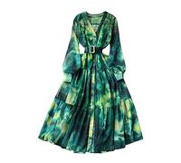 Kleid für formelle Anlässe 2023, französisches Kleid, unregelmäßig, Batik, schmal, lang, schwingend, Chiffon, Urlaubskleid, formelle Kleider für Damen, Abendkleid, Midi, grün, Einheitsgröße