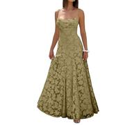 Kleid für Hochzeitsgäste Festliches Kleid Damen Elegant für Hochzeit Gast Abendkleid Lang Spitze Sexy Maxikleid Spaghettiträger Quadratischer Ausschnitt Jacquard Chic M Green