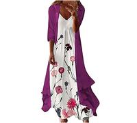 Kleid Hochzeitsgast Damen Kleider Damen Sommer Elegant mit Muster Maxikleid Damen Elegant mit Ärmel Elegantes Kleid Damen Knielang Sommerkleid Damen Midi A Linie Sommerkleid Damen Eng Schwarzes E