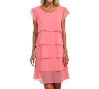 Kleid Hochzeitsgast Damen Knielang A-Linie Abendkleider Elegant für Hochzeit Gast Chiffon Stufenkleid Festliche Kleider Damen Kurzarm Sommerkleider Leicht Und Luftig Frauen Chiffonkleid Festlich
