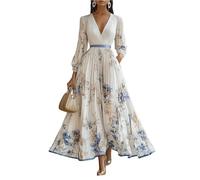 Kleid Hochzeitsgast Damen, Outfit Konfirmation Damen Gast Abendkleider Elegant Lange Kleider Für Hochzeit Cocktailkleid Brautjungfernkleid Kleid Lang Übergröße Wickelkleid Chiffonkleid Abendkleid