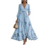 Kleid Hochzeitsgast Damen, Outfit Konfirmation Damen Gast Abendkleider Elegant Lange Kleider Für Hochzeit Cocktailkleid Brautjungfernkleid Kleid Lang Übergröße Wickelkleid Chiffonkleid Abendkleid
