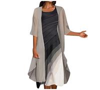 Kleid Hochzeitsgast Damen Zweiteiler Tüll Cardigan Festliche Kleider A Linie Abendkleider Elegant Hochzeit Sommerkleid Festlich Chiffon Midikleid Brautmutterkleider 2 Teiler Partykleid Frauen