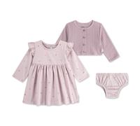 Kleid & Hose HUGGIES BABYWEAR "HUGG 3PC DRESS SET", Mädchen, Gr. 5 (12M/80), rosa (elderberry), Jersey, Obermaterial: 60% Baumwolle, 40% Polyester. Obermaterial 2: 100% Baumwolle, bedruckt, gemustert,