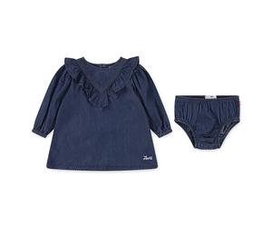 Kleid & Hose LEVI'S KIDS "LVG WILD WEST RUFFLE DRESS", Mädchen, Gr. 18M (86), schwarz wave, Denim/Jeans, Obermaterial: 100% Baumwolle, KOB Set-Artikel, mit Rüschenbesatz, for Girls (77412735-18M) schw