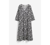 Midikleid BONPRIX, Damen, Gr. 52, N-Gr, schwarz, wollweiß bedruckt, Obermaterial: 100% Viskose, regular fit, Kleider Midikleid, aus Viskose, Midilänge, Regular Fit, mit Taschen (17748864-52) schwarz,